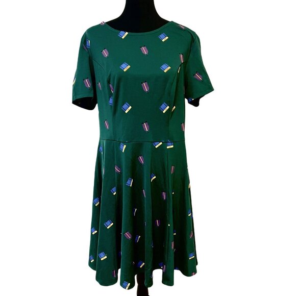 Unique Vintage Gwynnie Bee Luggage Midi Dress A-Line Short Sleeve Flare Classic - Picture 1 of 8